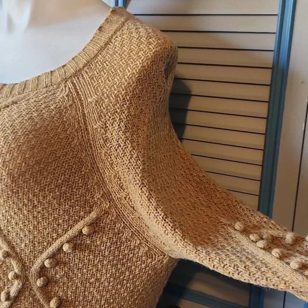 Anthropologie Moth Yellow Pom Pom Knit Sweater - Picture 8 of 15